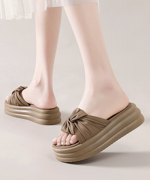 リボン厚底サンダル レディース 美脚夏靴 ボリュームソール ねじりサンダル 履きやすいサマーサンダル 軽量 コンフォートきれいめサンダル 韓国風 ビーチサンダル海 80MOJUX-001